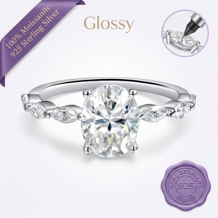 Oval Cut Moissanite Ring 2.7ct