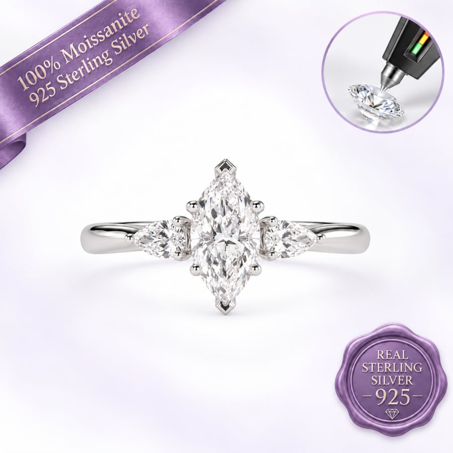 Marquise Trio Moissanite Ring – 1CT