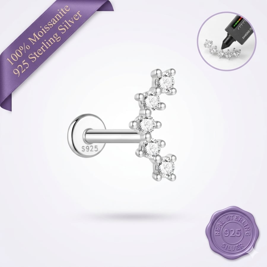 Five-Stone Moissanite Climber Stud