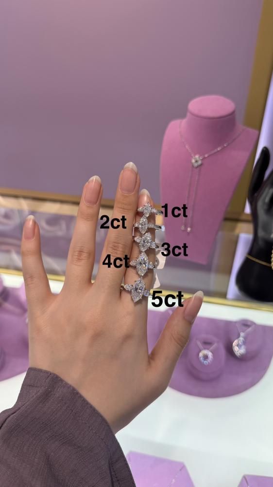 Marquise Trio Moissanite Ring –4CT