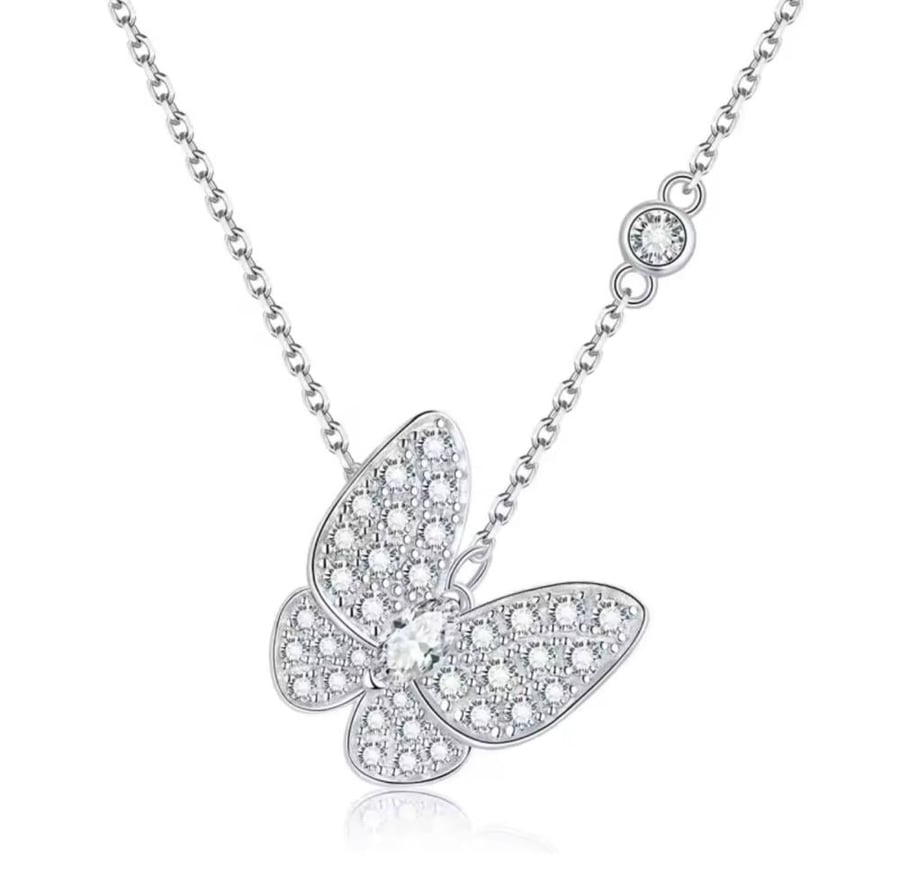 Full Moissanite Butterfly Pendant