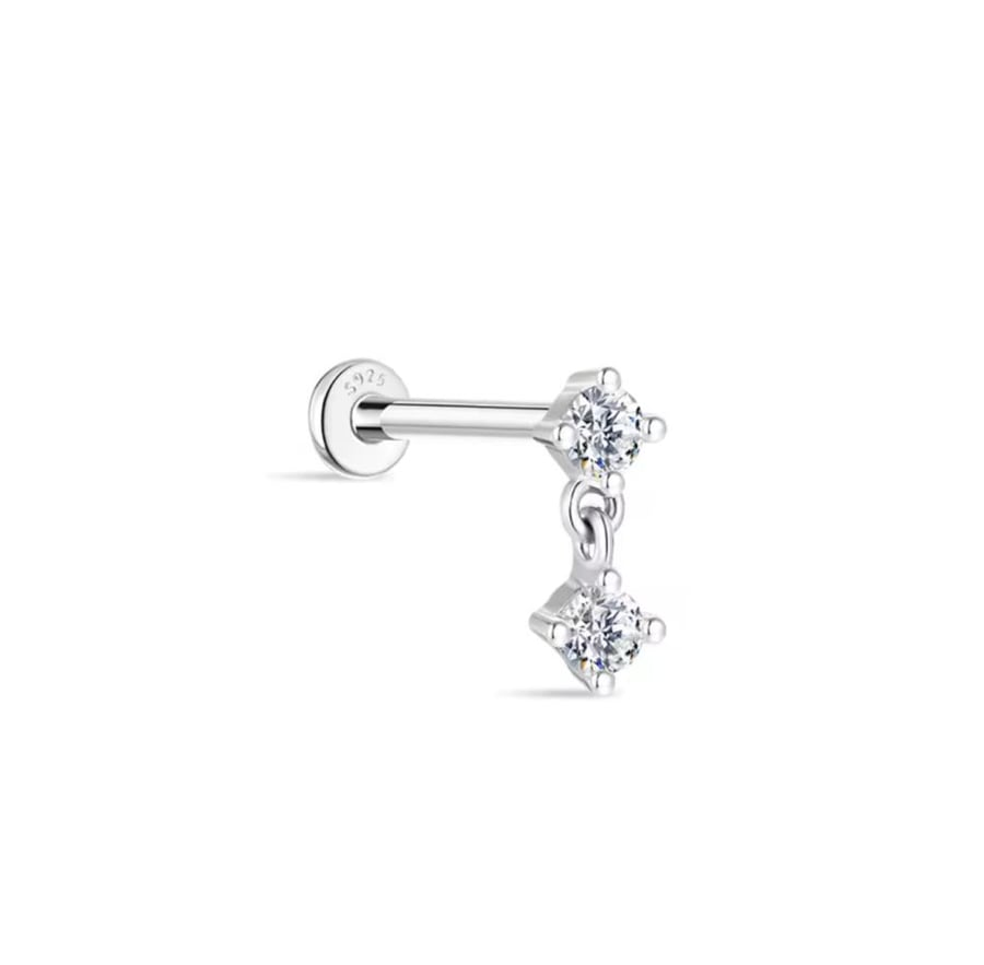 Double Drop Moissanite Stud