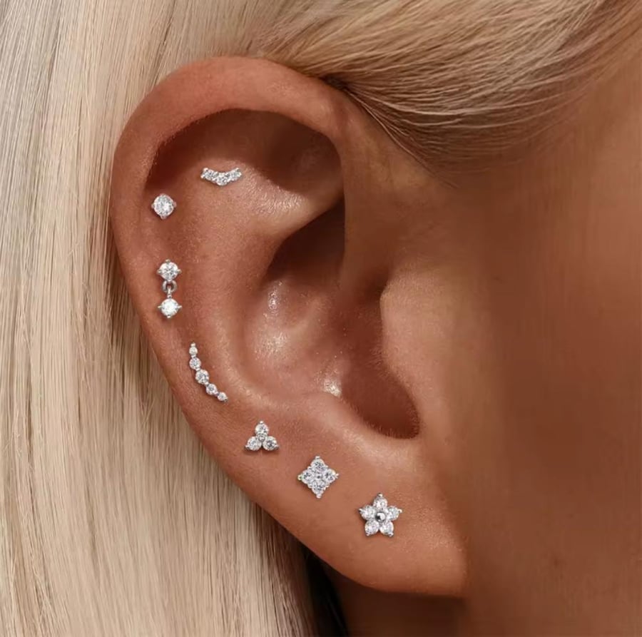 Double Drop Moissanite Stud