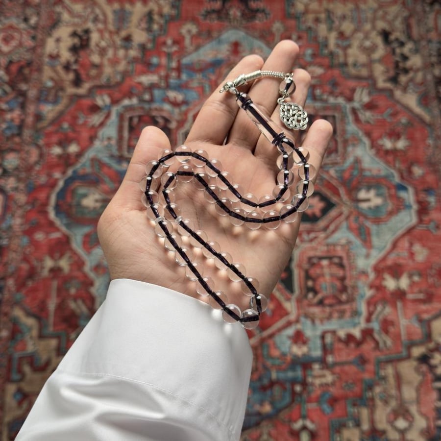 سبحة بكلايت - خيط اسود شفاف