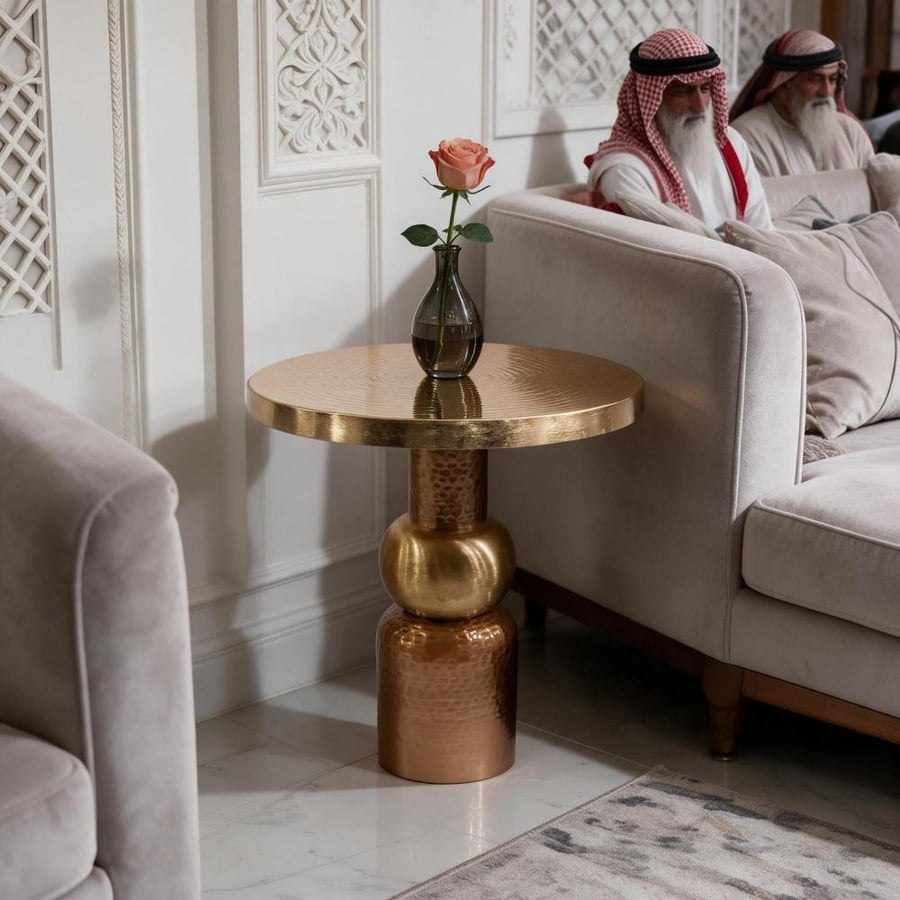 طاولة هندى معدن مدور بنى50*62 سم
