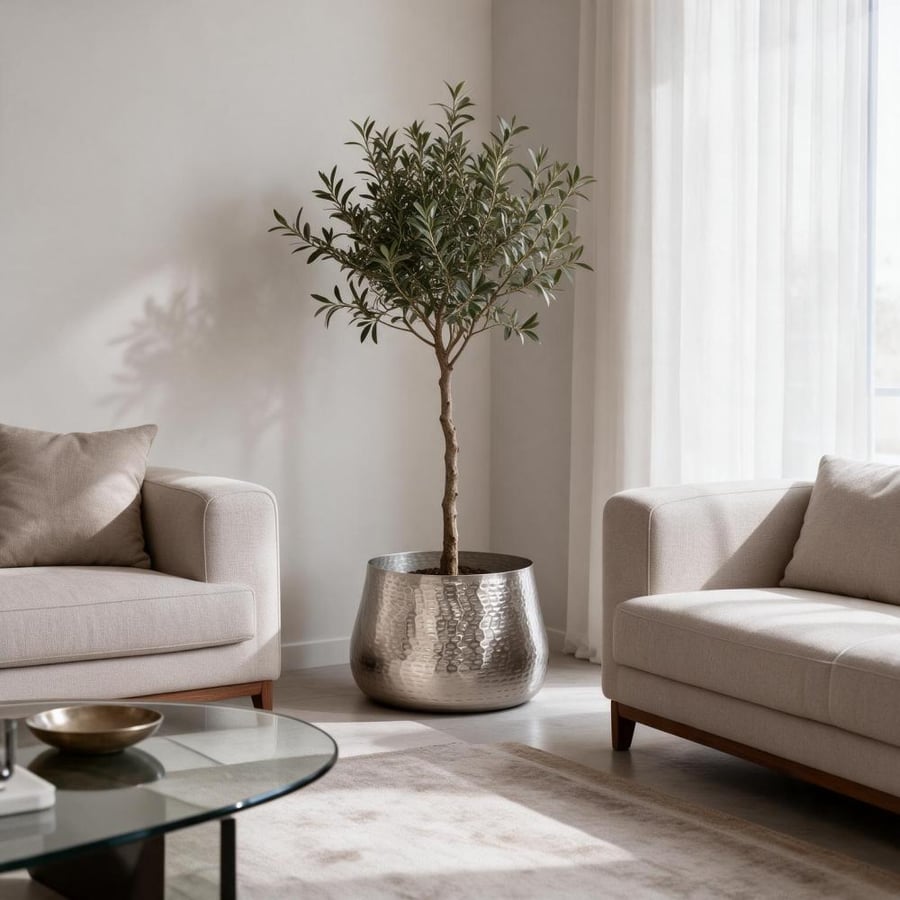 اناء زرع هندى معدن فضى 29*22 سم