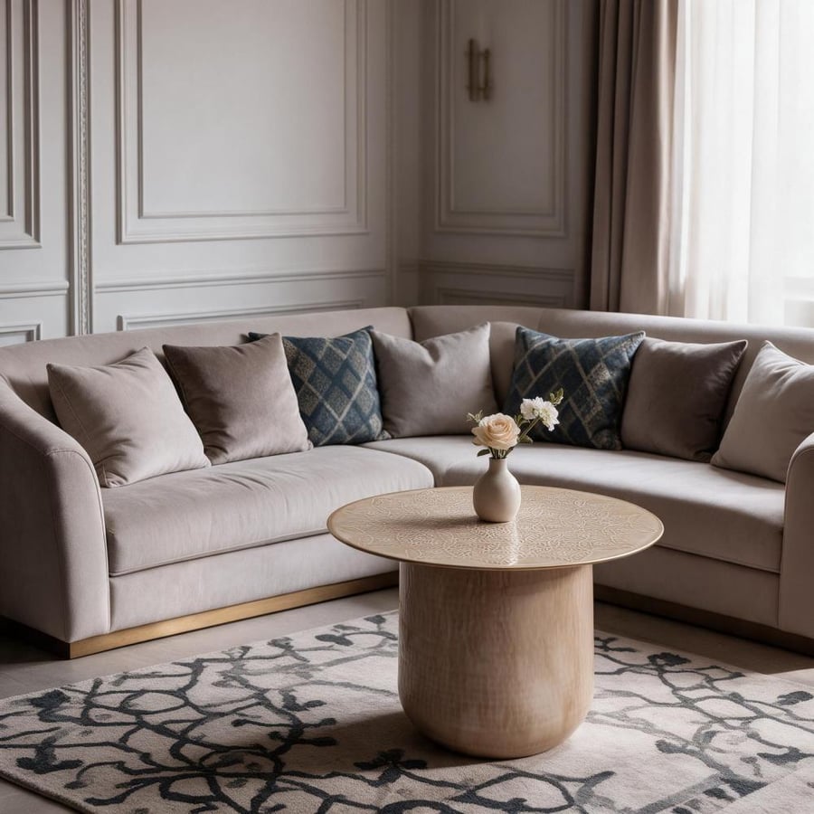 طاولة هندى معدن مدور بيج 59*56 سم