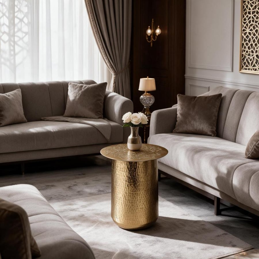 طاولة هندى معدن مدور ذهبى 40*60 سم