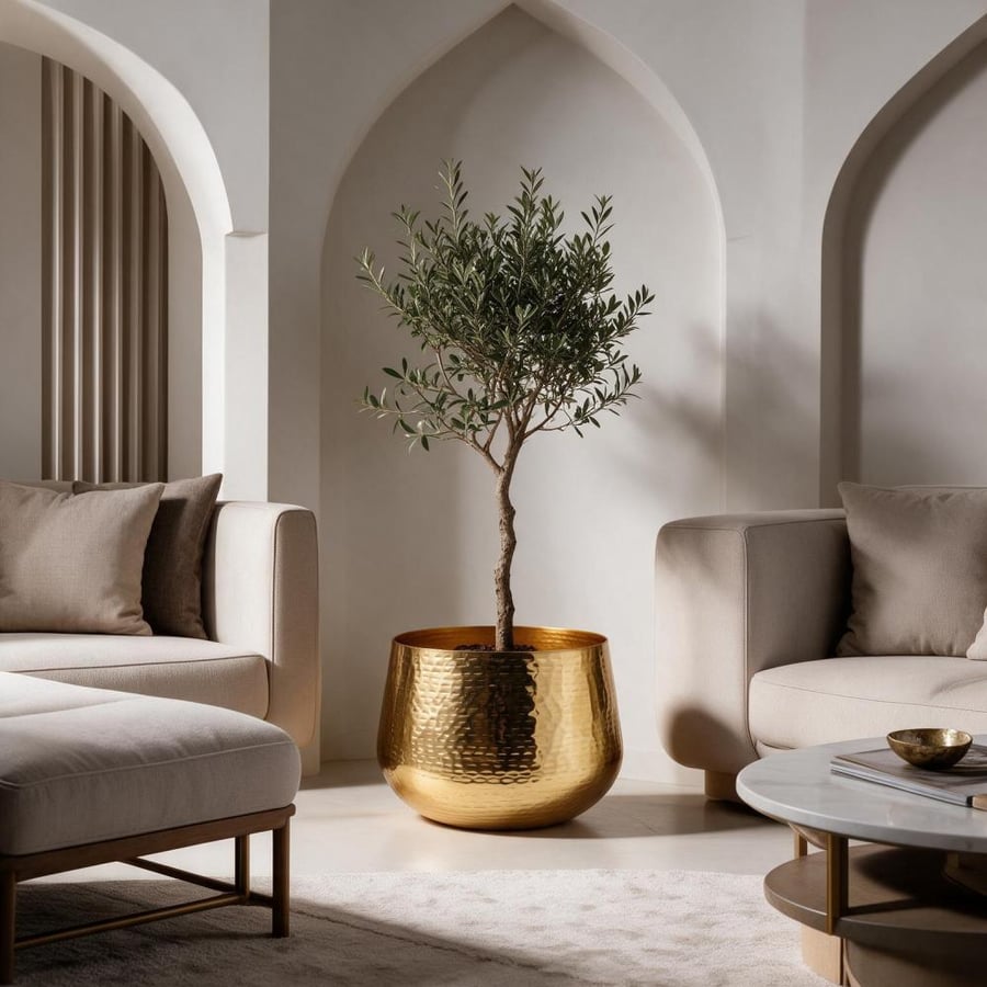 اناء زرع هندى معدن ذهبى 28*22 سم