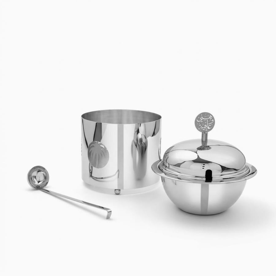Silver stainless steel soup serving plate, enjoy and good health