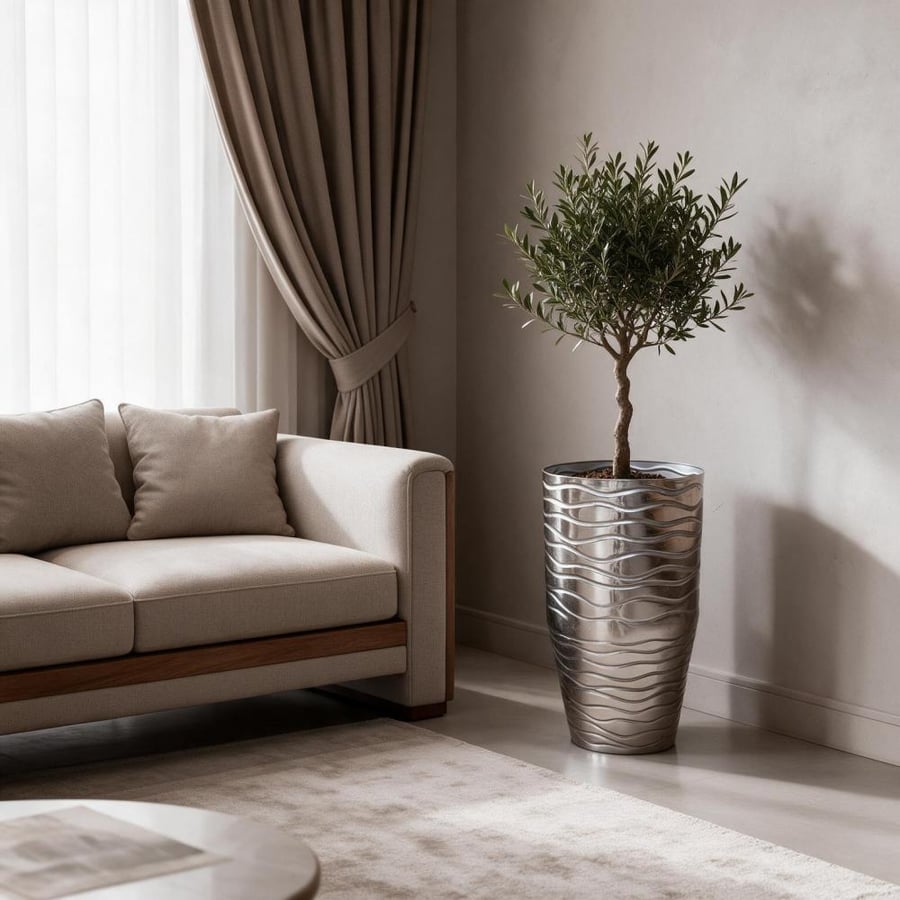 اناء زرع هندى معدن فضى 32*60 سم