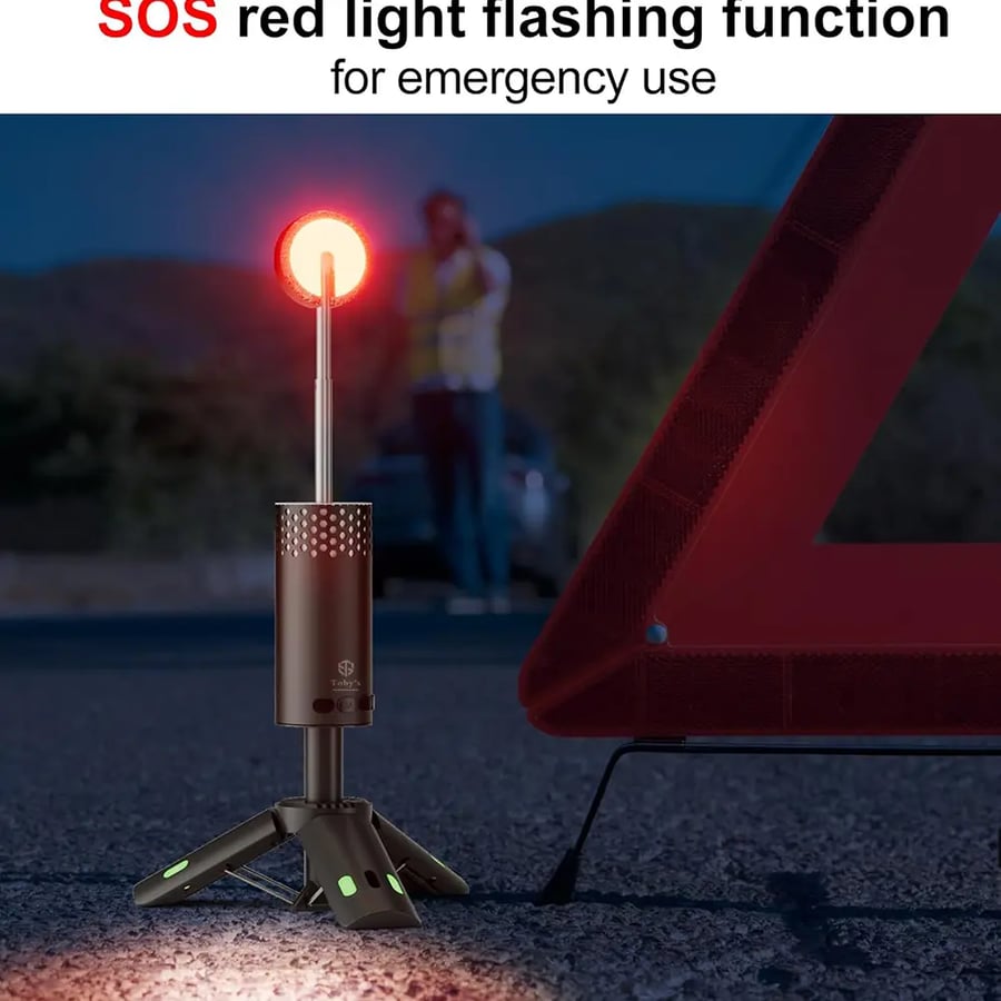 مصباح التخييم المحمول الصغير القابل لإعادة الشحن من توبيز CPL-T17 مع حامل ثلاثي القوائم قابل للتمديد وإضاءة USB بثلاثة ألوان -