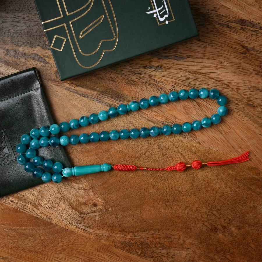 سبحة بكلايت تركواز بحري | كركوشة احمر تفصال