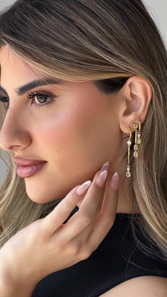 Pair Gold Hoop 3 Earrings Set