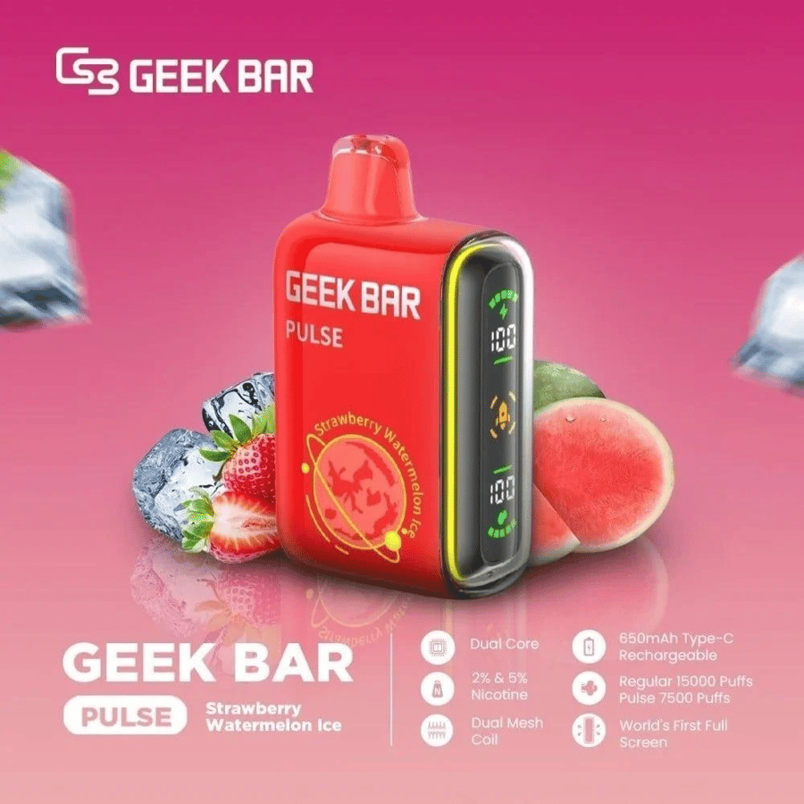 سحبة جيك بار فيب 15000 سحبة فراولة بطيخ ايس GEEK BAR 15000 PUFFS STRAW