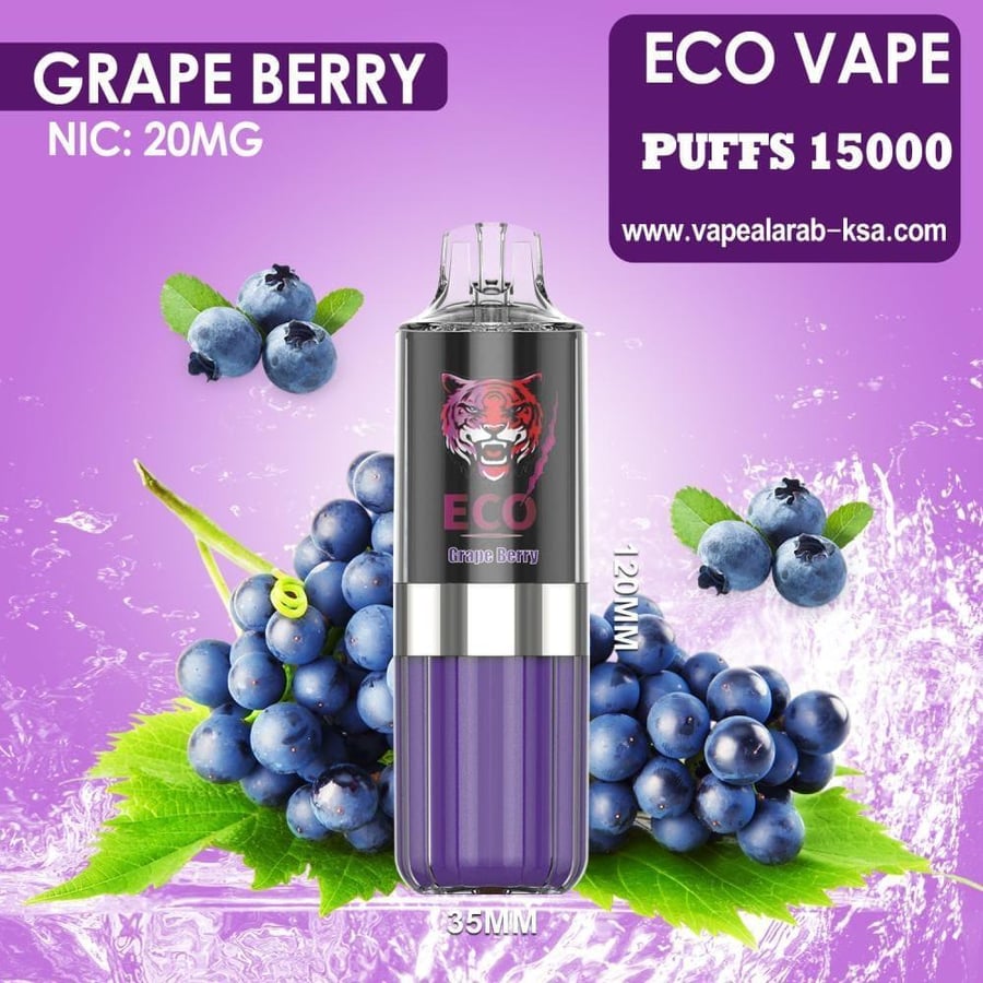 سحبة ايكو فيب 15000 سحبة مكس عنب توت ECO VAPE 15000 PUFFS GRAPE BERRY