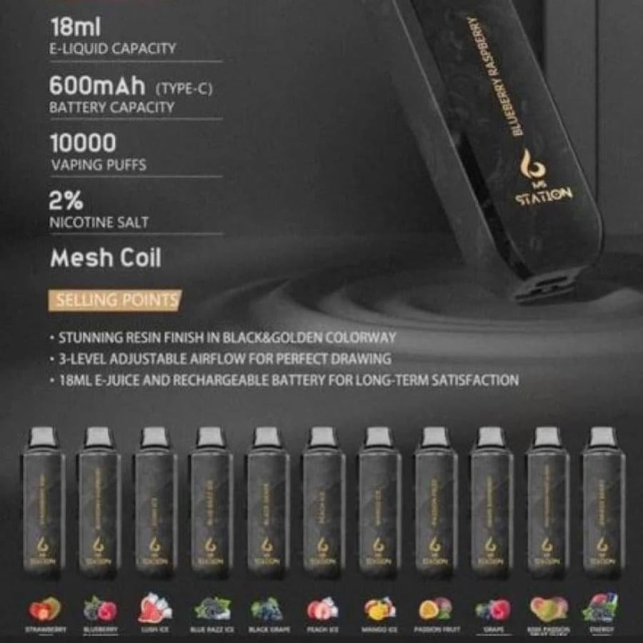 سحبة ستيشن 10000 موشة مانجو ايس STATION M5 VAPE 10000 PUFFS Mango Ice