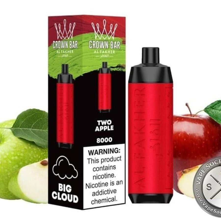 سحبة كراون بار الفاخر 8000 موشة بنكهة تفاحتين CROWN BAR 8000 puffs TWO