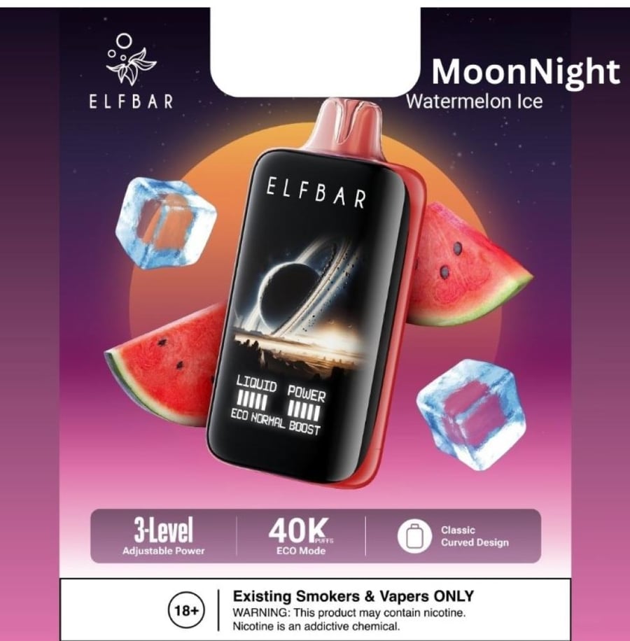 سحبة الف بار مون نايت 40000 سحبة بطيخ ايس ELFBAR MOONNIGHT 40K PUFFS W