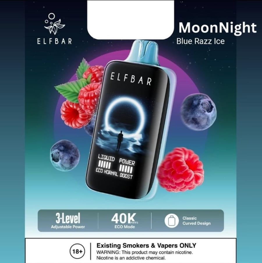سحبة الف بار مون نايت 40000 سحبة بلو راز ايس ELFBAR MOONNIGHT 40K PUFF