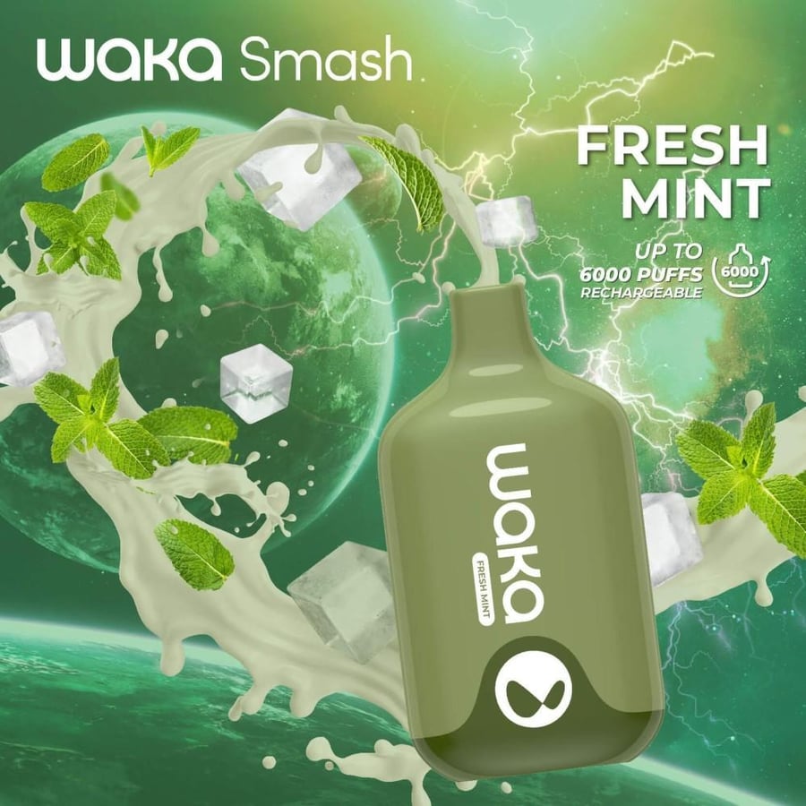 واكا سماش 6000 سحبة نعناع ايس WAKA SMASH 6000 PUFFS MINT