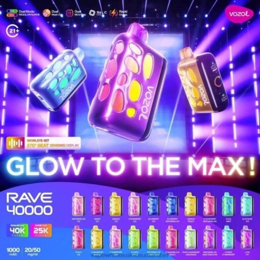شيشة فوزول ريف 40K سحبة بطيخ ايسVOZOL RAVE  40K Puffs WATERMELON ICE