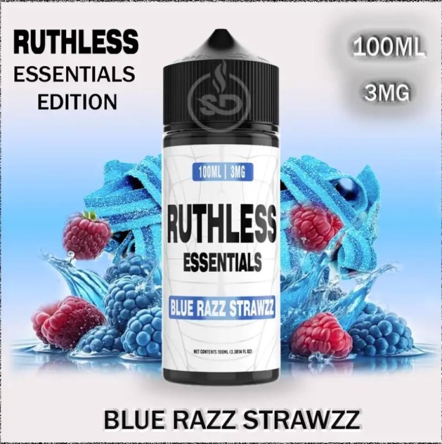نكهة روثلس اسنتيالس بلوراز استراوز 100 مل RUTHLESS ESSENTIALS BLUE RAZ