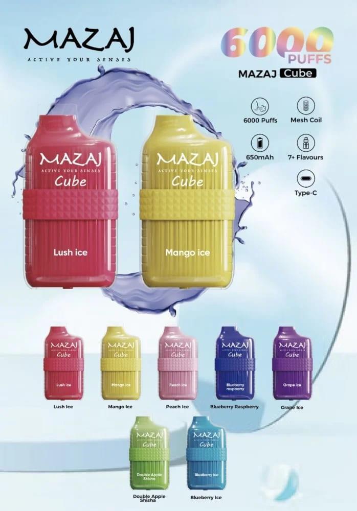 سحبة مزاج 6000 موشة بنكهة شيشة تفاحتين MAZAJ 6000 PUFFS DOUBLE APPLE S