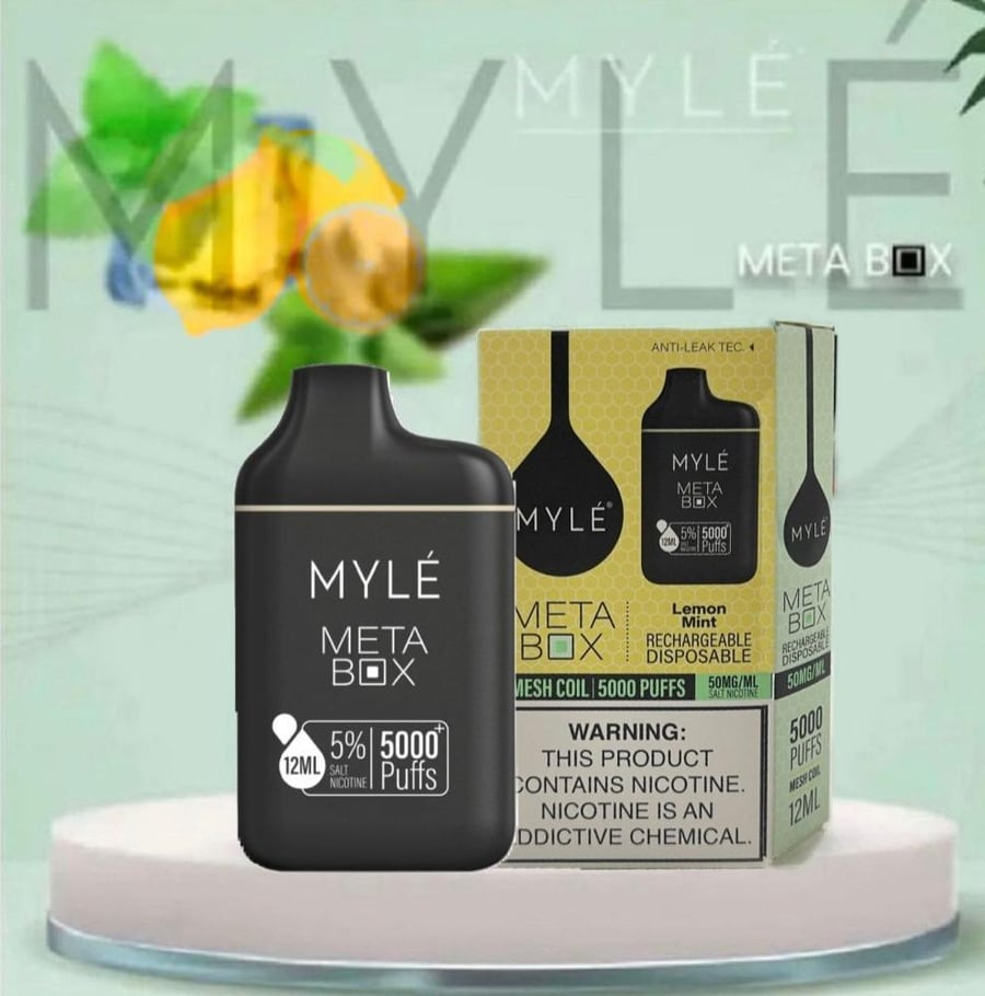 سحبة مايلي 5000 موشة بطعم مكس الليمون ونعناع MYLE 5000 PUFFS META BOX