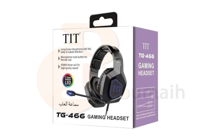 تي اي تي سماعة رأس TG-466، سلكي، فوق الأذن، أسود