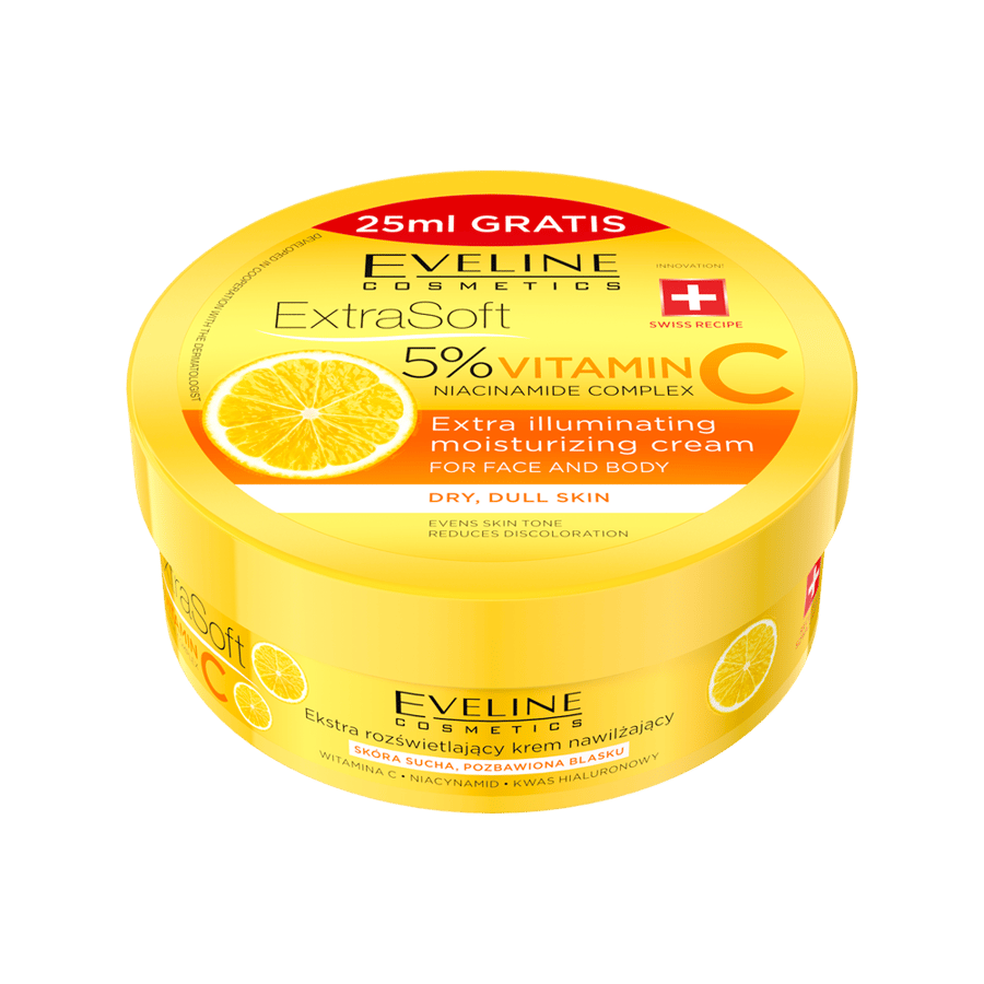 كريم ترطيب إيفلين إكسترا سوفت بفيتامين سي 200 مل EVELINE EXTRA SOFT VIT C MOISTURIZING CREAM 200ML