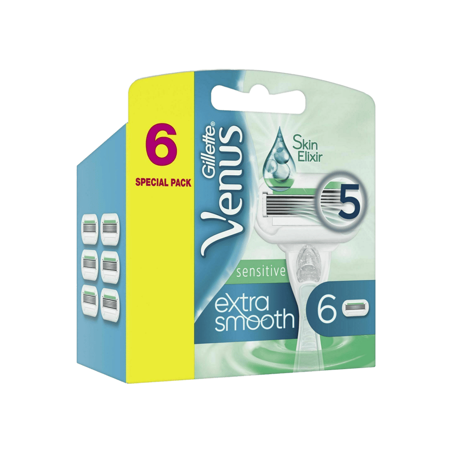 جيليت فينوس شفرات ناعمة و حساسة 6 قطع-GILLETTE VENUS SENSITIVE  EX SMOOTH BLADE 6 PCS