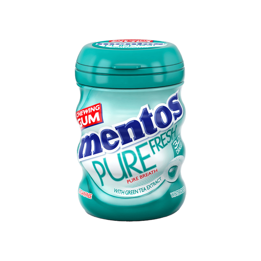 منتوس علك بيور فريش28 حبة-MENTOS PURE FRESH GUM WINTERGREEN 32'