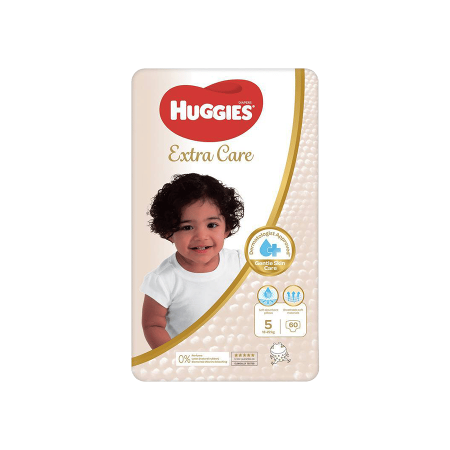 هجيز اكسترا كير حفاظات الأطفال رقم 5 ( 60 قطعة )-HUGGIES EXTRA CARE DIAPERS NO-5 60PCS