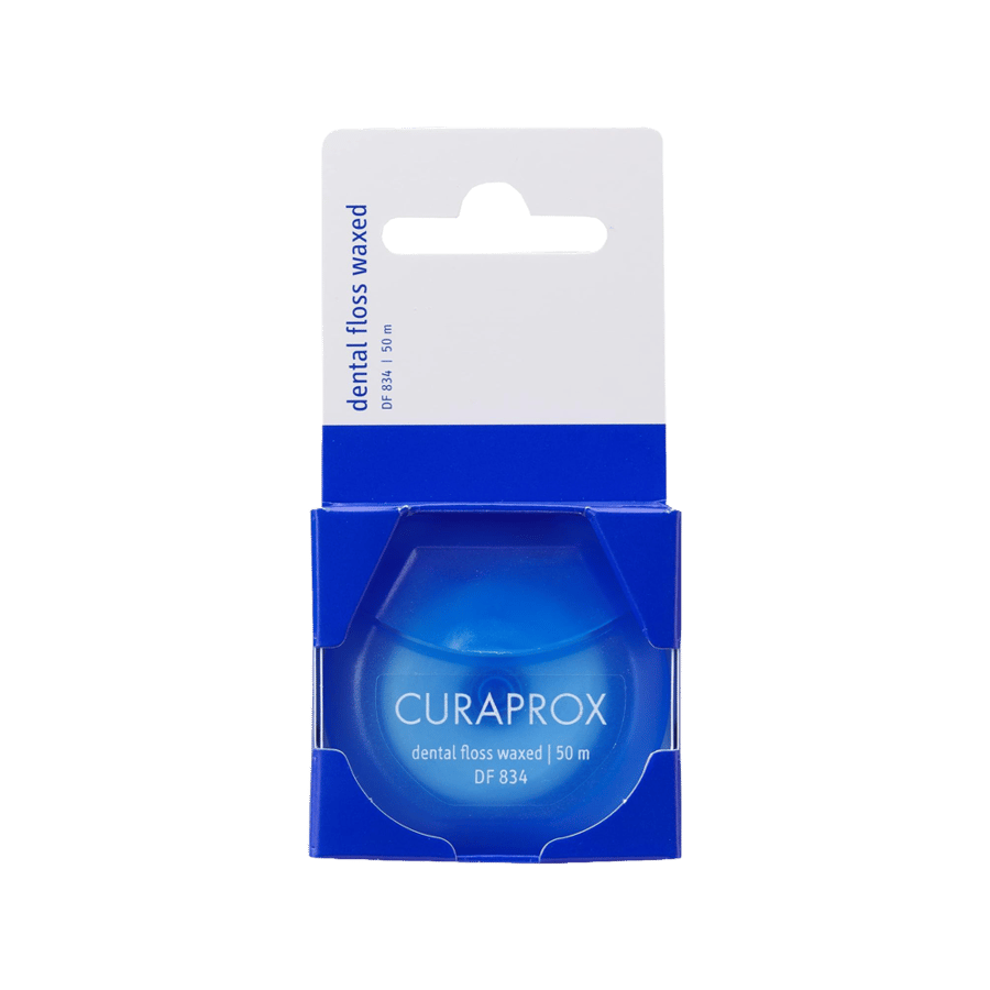 خيط تنظيف الأسنان كيورابروكس المشمع 50 متر-CURAPROX DENTAL FLOSS WAXED 50 M
