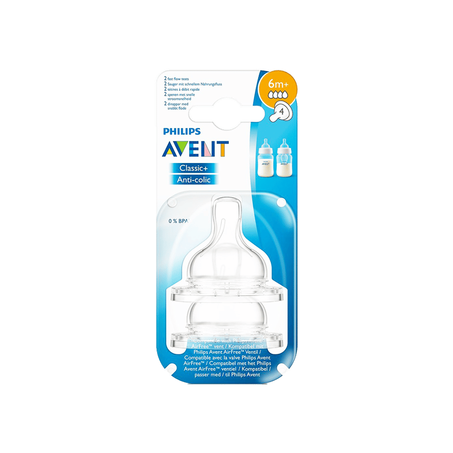 افنت كلاسيك حلمات مقاس 4(+6 شهور ) 2 قطعة-AVENT NIPPLE 6M+ SCF634/27