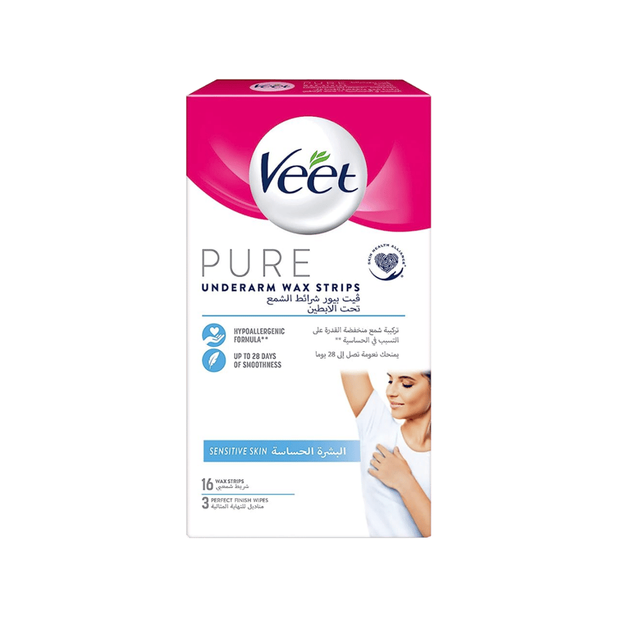 شرائط شمعية لازالة شعر الابط  للبشرة الحساسة-VEET PURE UNDERARM WAX STRIPS SENSITIVE 16''