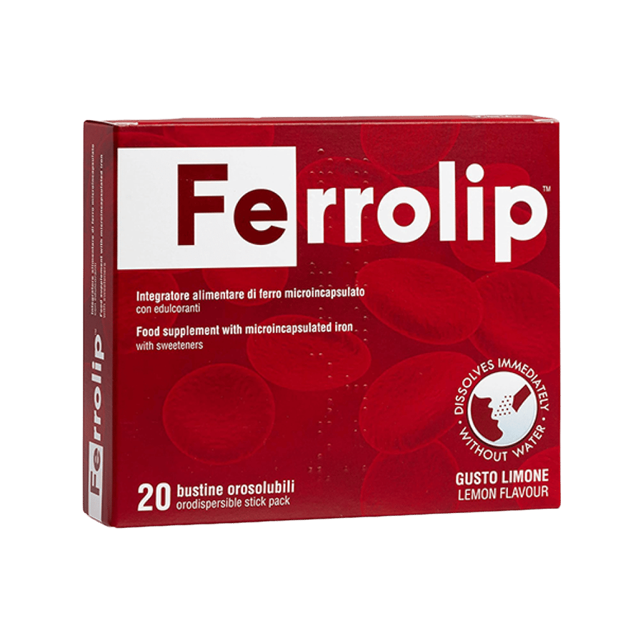 فيروليب نكهة الليمون - 20 ظرف فوار سريع الذوبان FERROLIP LEMON FLAVOR 20 ORODISPERSIBLE STICK
