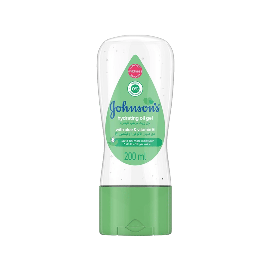جونسون بيبى جل مرطب بالصبار و فيتامين اى 200مل-JOHNSONS HYDRATING OIL GEL 200 ML (ALOE&VITAMIN00-123184E)