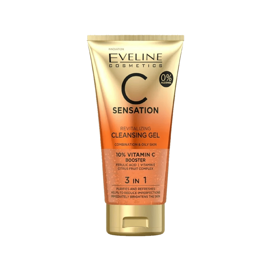 ايفلين سي سينسيشن غسول جل منظف للبشرة 3*1 بفيتامين سي 150مل-EVELINE C SENSATION CLEANSING WASH GEL 3 IN 1 150ML