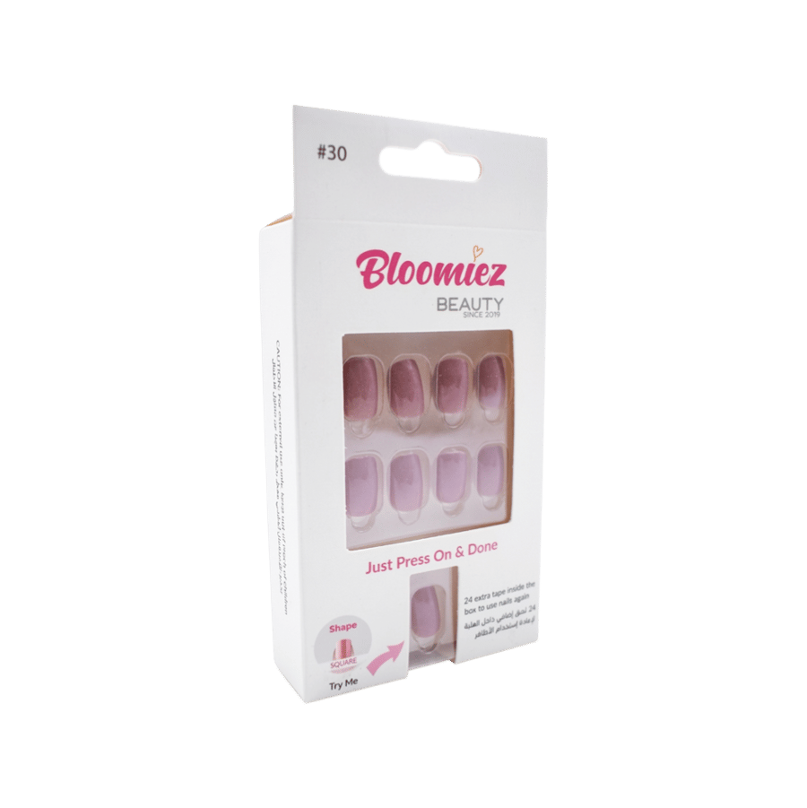 أظافر بلوميز اللاصقة، شكل مربع، لون بنفسجي فاتح-BLOOMIEZ PRESS ON NAILS SHAPE SQUARE LIGHT PURPLE