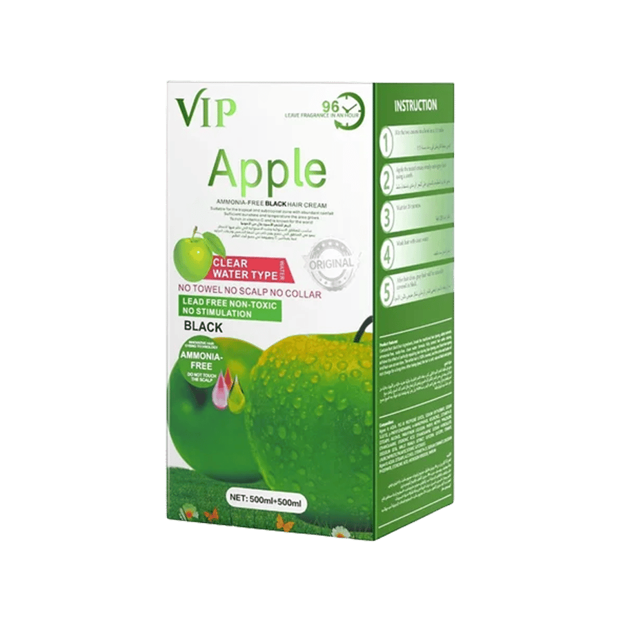 كريم صبغة الشعر الأسود من VIP APPLE 500+500 مل-VIP APPLE BLACK HAIR COLOR CREAM 500+500ML