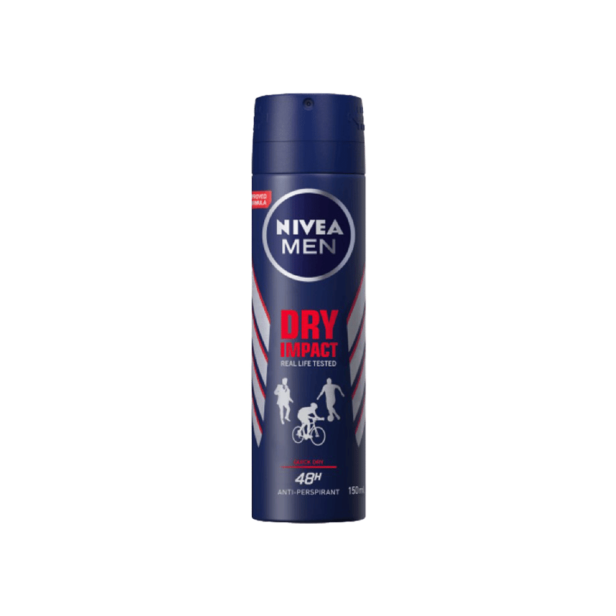 نيڤيا دراى امباكت سبراي للرجال 150 مللي-NIVEA SPRAY (DRY IMPACT) MEN 150 ML