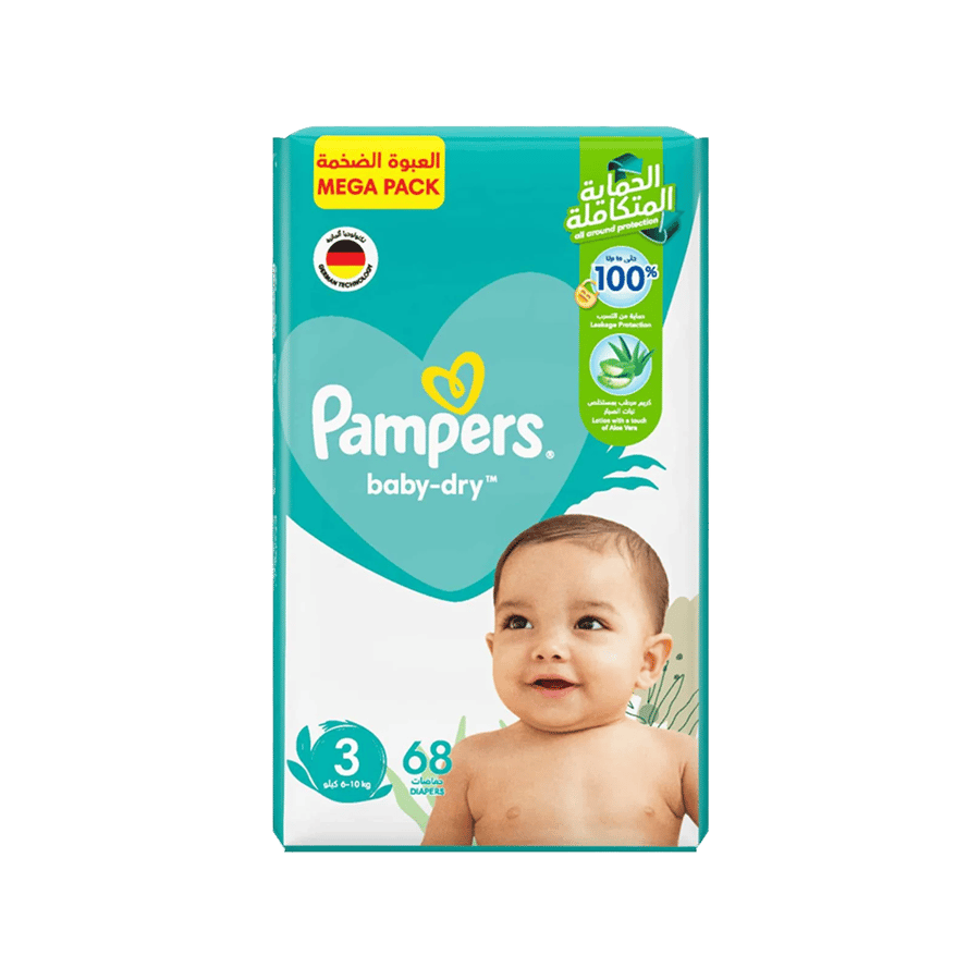 بامبرز جامبو رقم 3 حفايض للاطفال - 68 قطعه-PAMPERS JUMBO PACK NO-3(68PCS)
