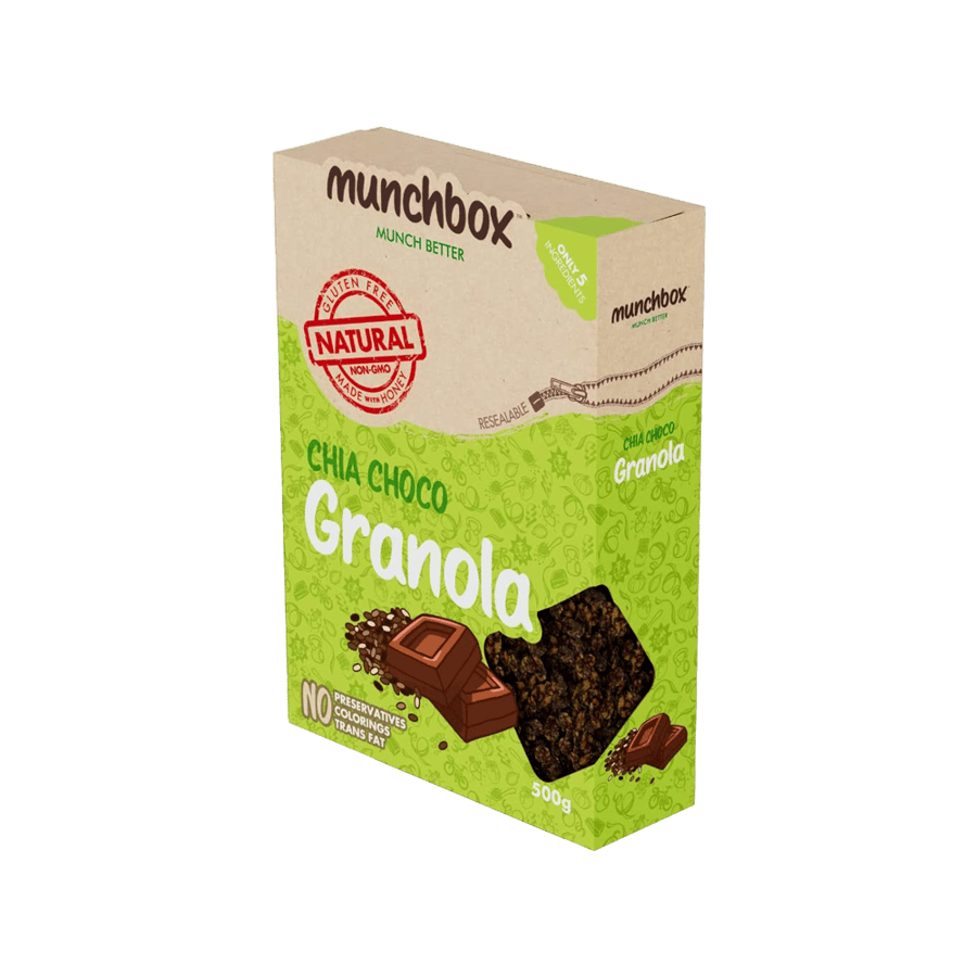 مانشبوكس جرانولا بالشوفان والشوكولاته 500 جرام-MUNCHBOX CHIA CHOCO GRANOLA 500 G