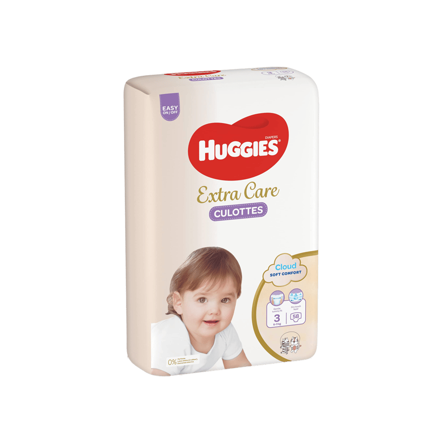 هجيز اكسترا كير كيلوت رقم 3 ( 58 قطعة )-HUGGIES EXTRA CARE CULOTTES NO-3 (58PCS)