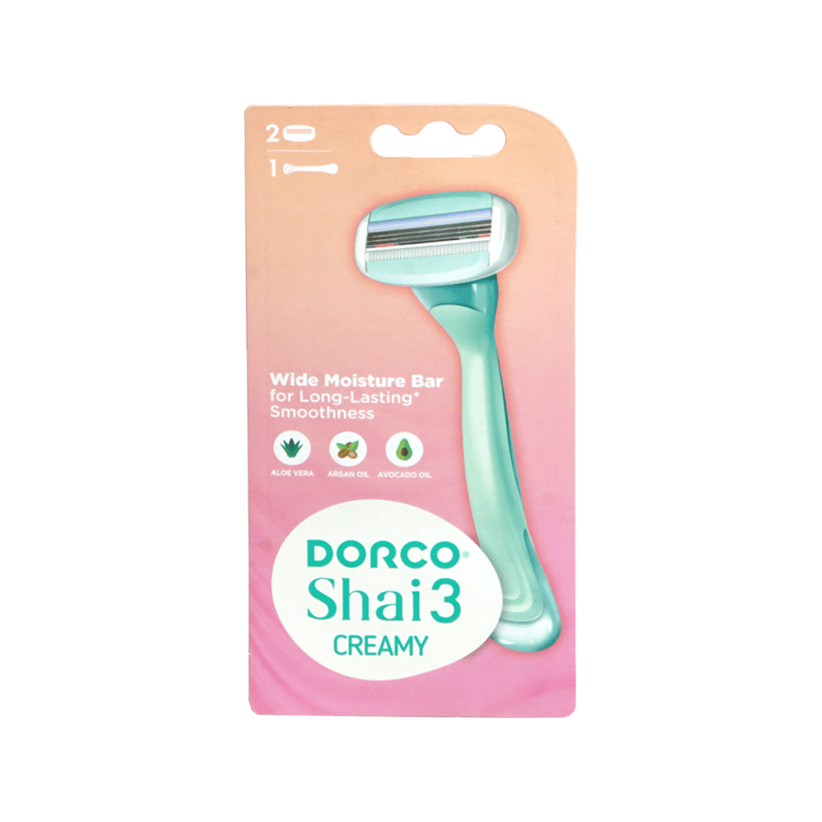 دروكو شاي 3 كريمي  ماكينة نسائية 1 حبة + 1 راس اضافي-DORCO SHAI 3 CREAMY RAZOR