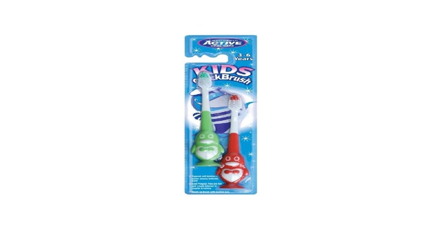 اكتف كيدز كويك بروش - فرشاة أسنان للأطفال - قطعتين ( البطريق)-ACTIVE KIDS QUICKBRUSH 2 PCS (PENGUIN)
