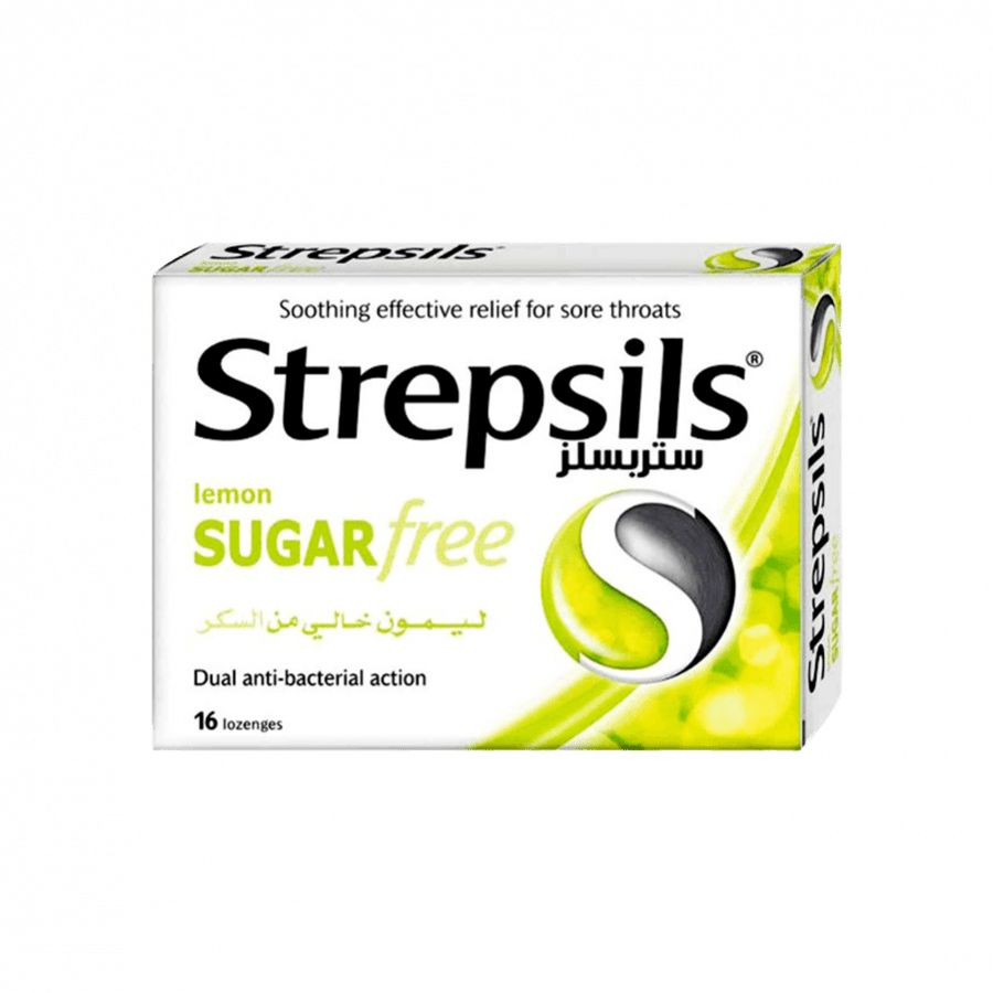 سيتريبسيلز ليمون بدون سكر مصاص للحلق 16 حبة-STREPSILS LEMON & HERB SUGAR FREE