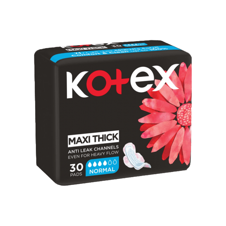 كوتيكس حفاض نسائي ماكسي عادي بالاجنحه30 حبة-KOTEX MAXI NORMAL W/W 30 PADS